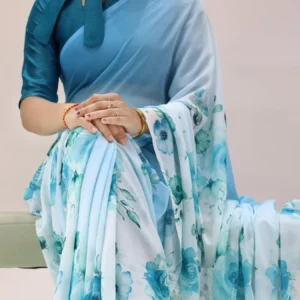 Floral Printed Saree with Silk Banglory Blouse